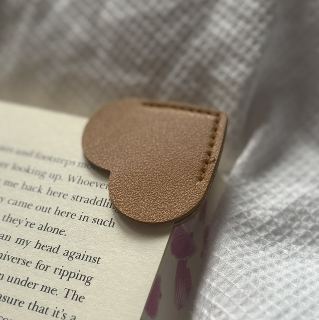 Personalised Leather Heart Bookmark | Mustard Brown | Engraved
