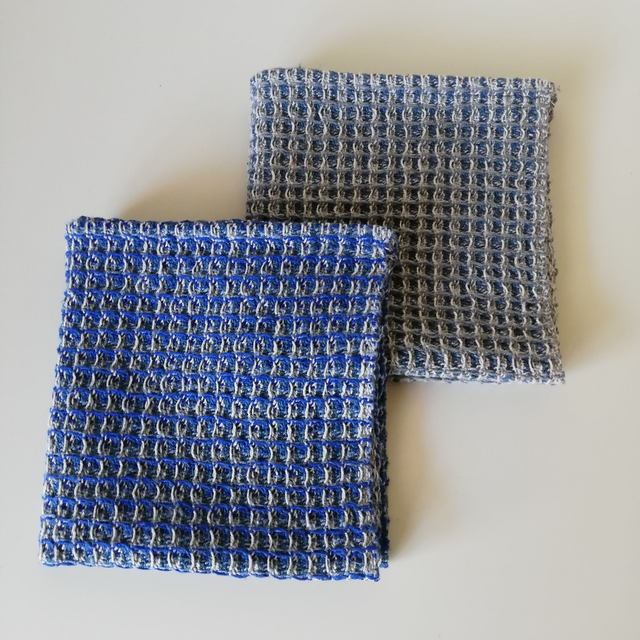 Lot de 2 lavettes débarbouillettes en coton-lin bio tissées main - 30x30 cm