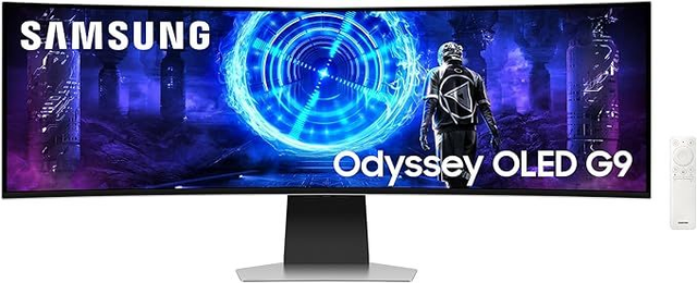Samsung Ecran PC Odyssey OLED G9 240Hz, Sans Reflet, Dalle OLED 1800R, Résolution 5120 x 1440, 1 000 000 : 1, 32:9 Compatible G-Sync, Pied ajustable