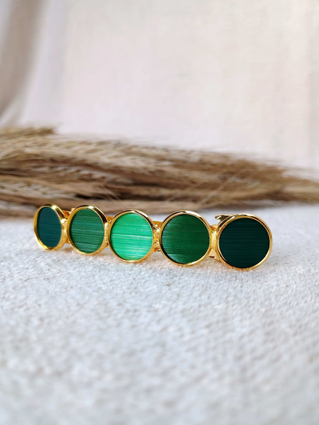 Barrette à cheveux dorée - Vert émeraude