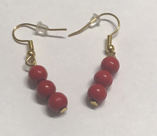 Red Wood Dangling Earrings- RWD6632