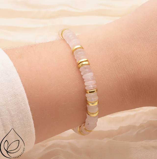 BRACELET ESSENTIANA ONA DORÉ QUARTZ ROSE A