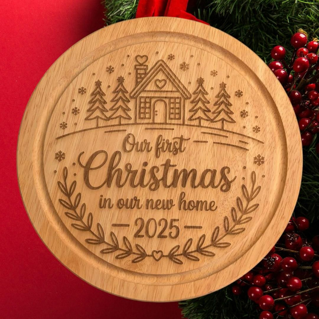 Our First Christmas New Home circle Shaped Chopping Board