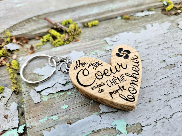 Porte-clé coeur porte-bonheur
