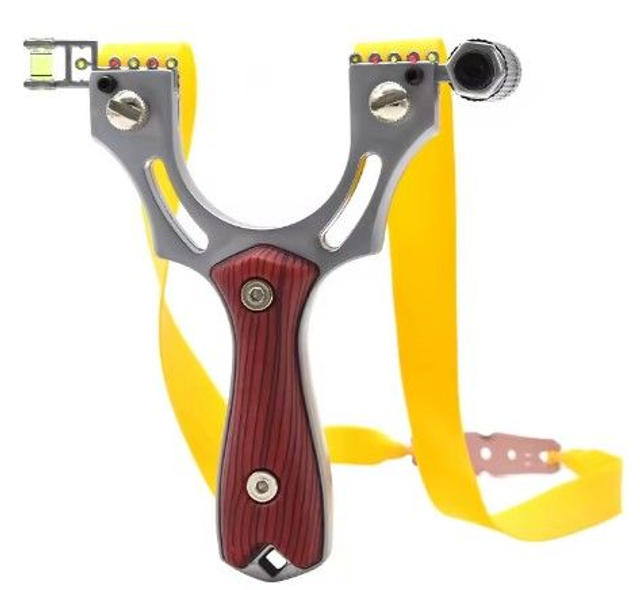 10A ... lance pierre compétition alliage inoxydable - poignée gomme imitation bois (1 bande) - laser de visée