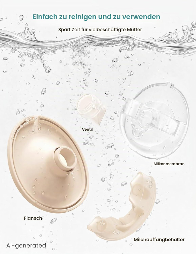 Paruu P16-A, tragbare elektrische Milchpumpe mit 4 Modi und 12 Stufen, starke Saugkraft (2er Pack, Nude)