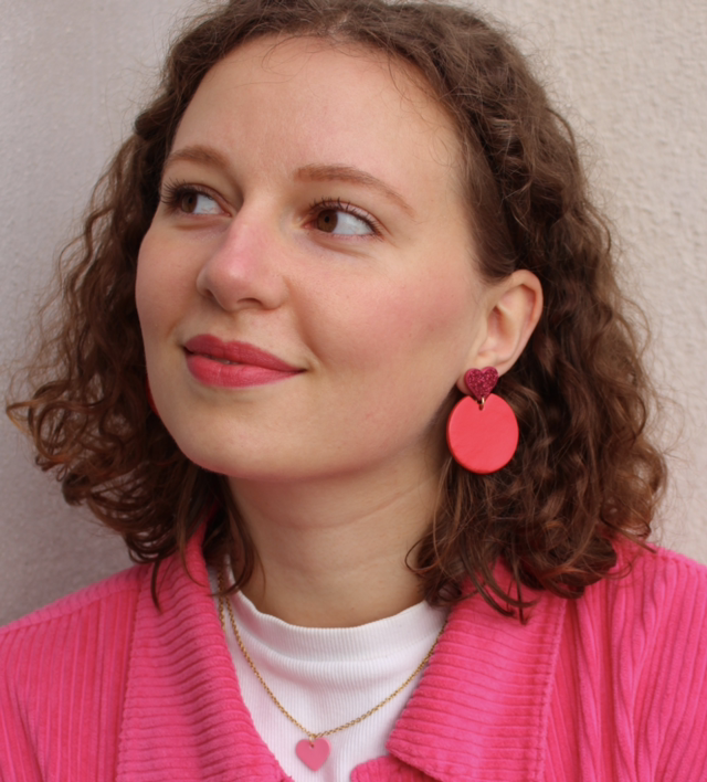 Kira • rouge métallisé, rose pailleté