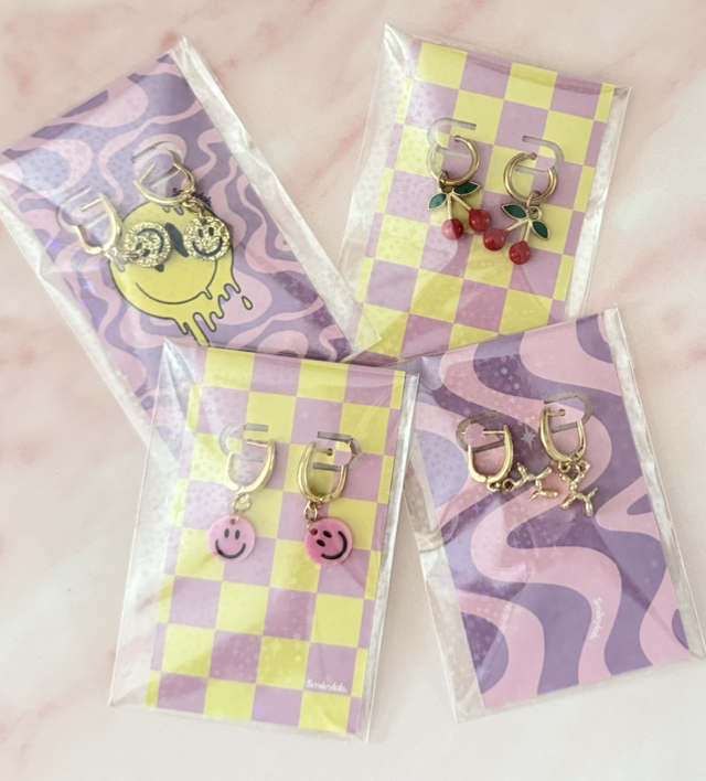 Oorbellen Happy Face Pink