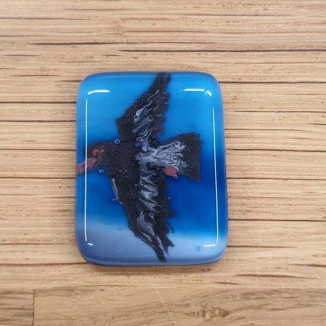 Oystercatcher glass enamel badge