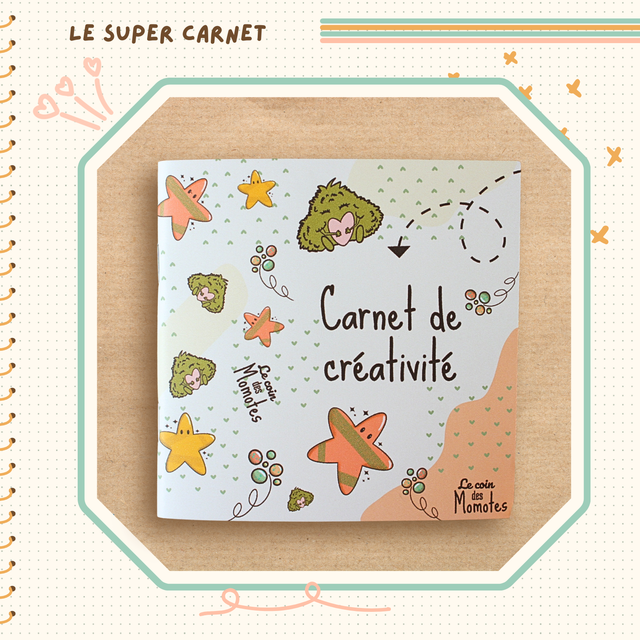 Petit cahier couverture illustrée momote cœur qui invite à la créativité