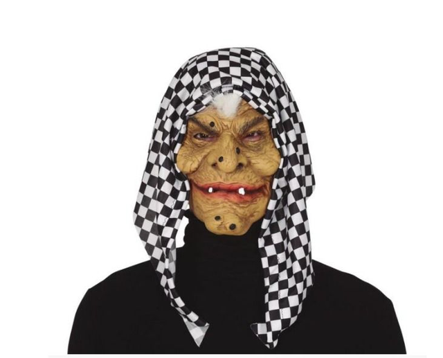 halloween ,  2926  MASCHERA STREGA CON CAPPUCCIO IN LATTICE