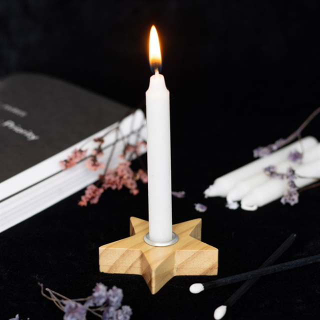 Star Spell Wooden Candle Holder