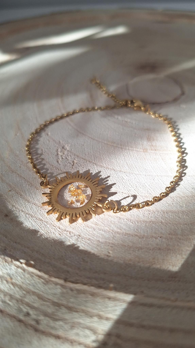 Bracelet soleil doré feuille d'or 