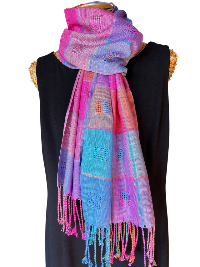 Springtime : handwoven silk shawl