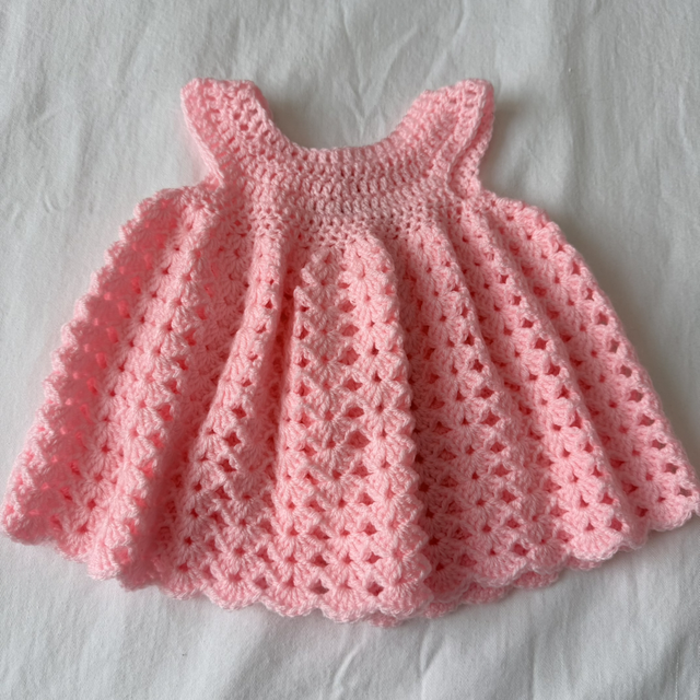Pink crochet circle skirt dress 