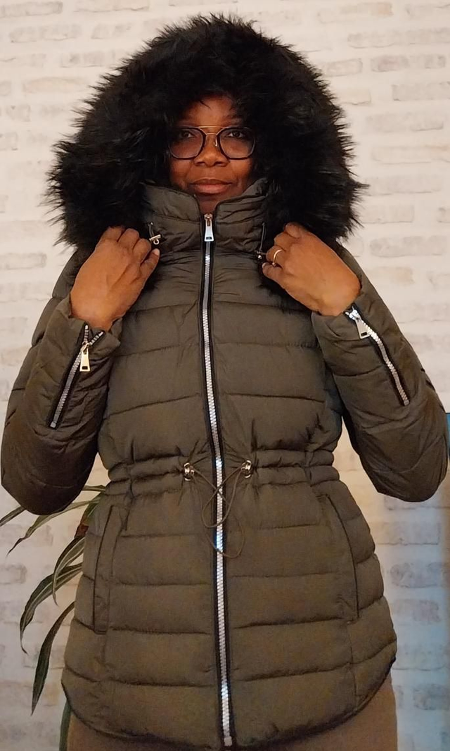 Doudoune avec capuche amovible kaki 