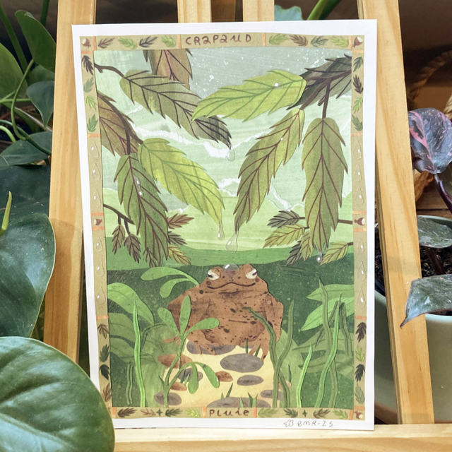 &quot;Crapaud &amp; Pluie&quot; Print A5