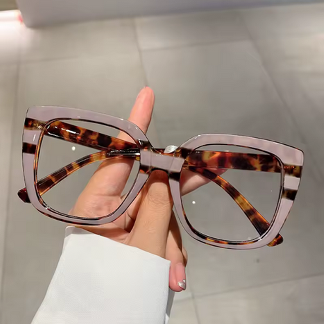 Lentes filtro azul mujer Estilo Cat Eye Oversize – Diseño Carey Rosa con Bisagra Reforzada 
