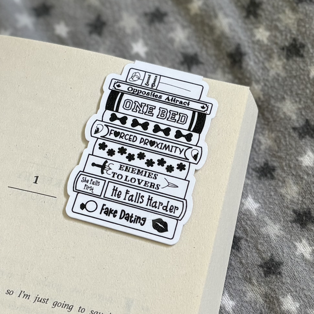 Romance Trope Book Stack Magnetic Bookmark