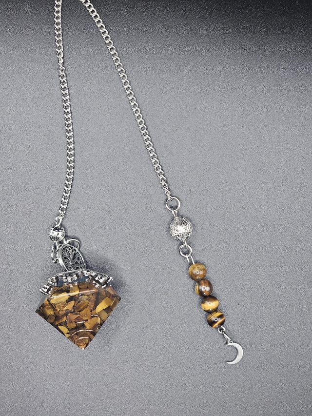 Pendule oeil du tigre orgonite