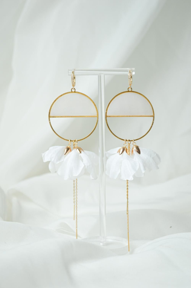 LJFW Kolelcija - Veliki uhani s listi in pozlačeno vrvico