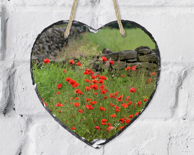 “Poppy Field” Heart Slate   
