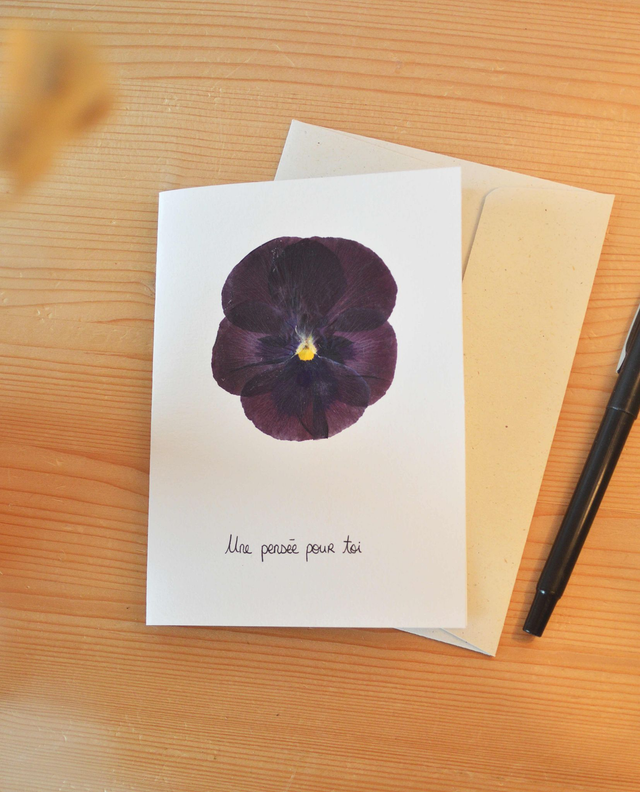 Carte herbier "Une pensée pour toi "