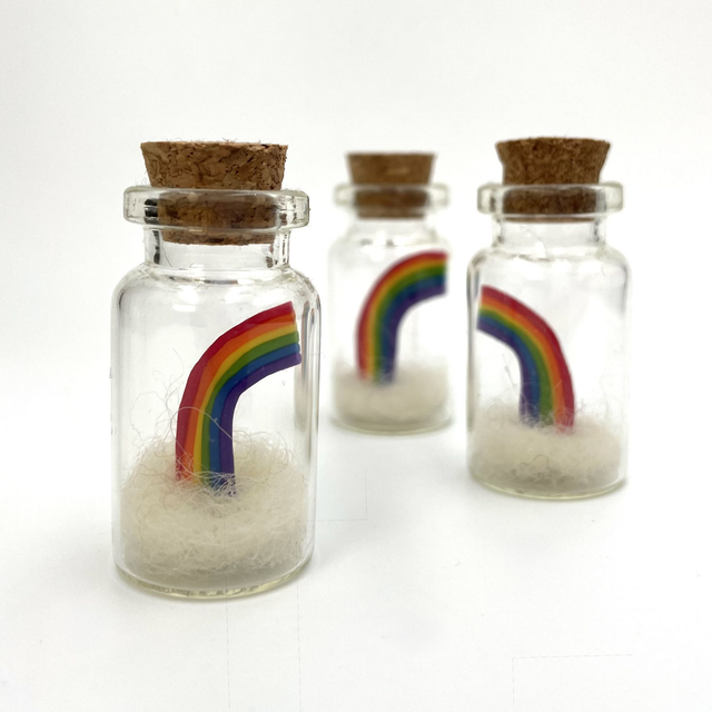 Micro Clay rainbow in a bottle