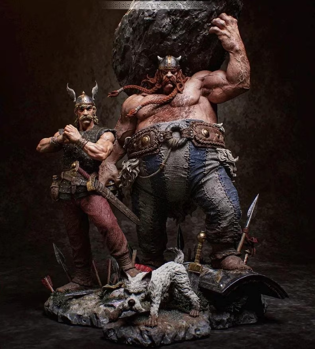  Astérix et Obélix les Gaulois | Figurine en résine à peindre | 47 cm 