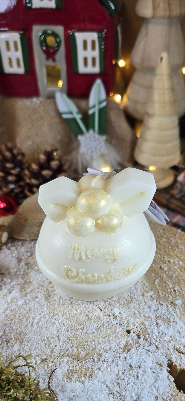 🎀 Bougie Boule de Noël “Merry Christmas”