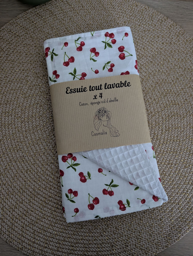 Essuies tout lavables cerises