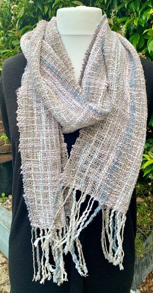 Handwoven Summer Scarf in Neutral, Vegan 