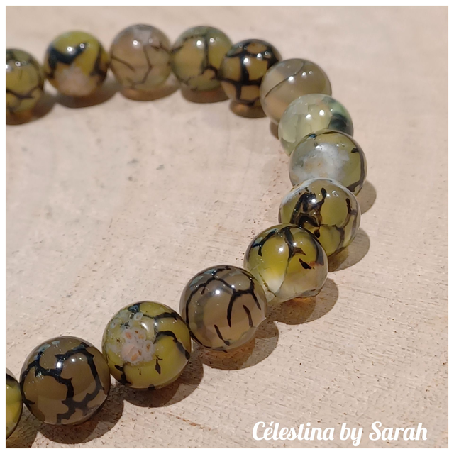 Bracelet Agate Veine de dragon jaune Taille Homme