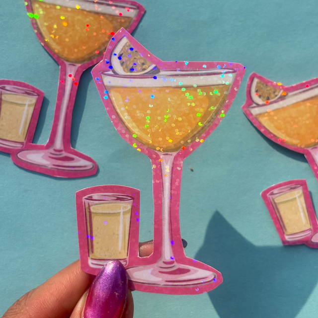 Porn Star Martini Cocktail Holographic Sticker