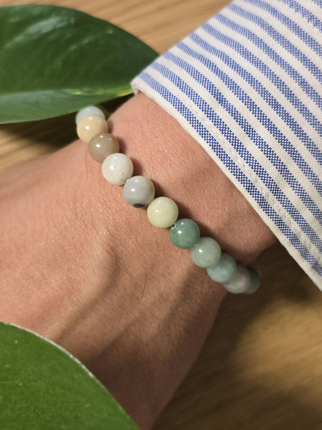 Bracelet Amazonite multicolore, perles de 8 mm (Qualité AB)