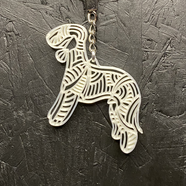 3D - Keychain Bedlington White