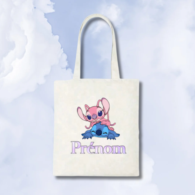 Tote bag Angel et Stitch Prénom 