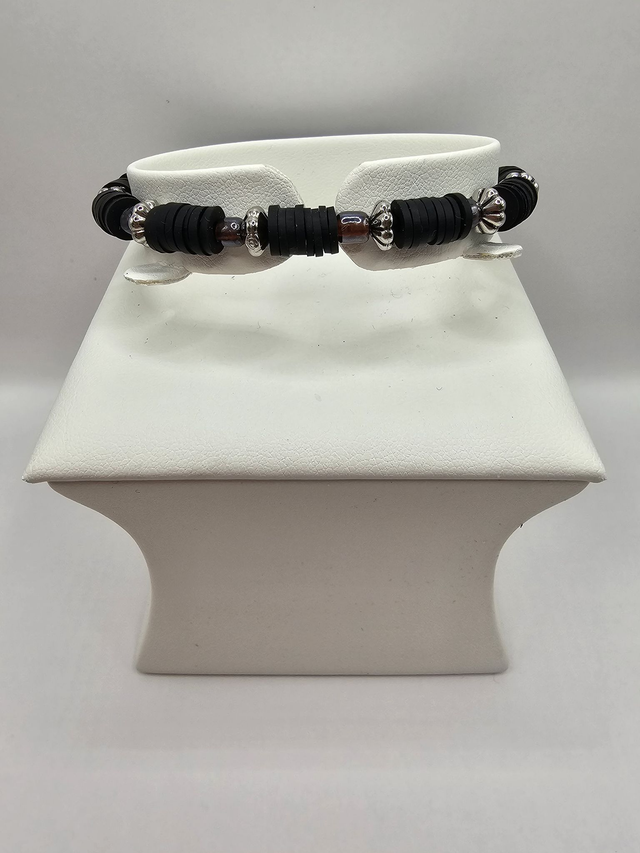 Black Heishi Claybead Bracelet.