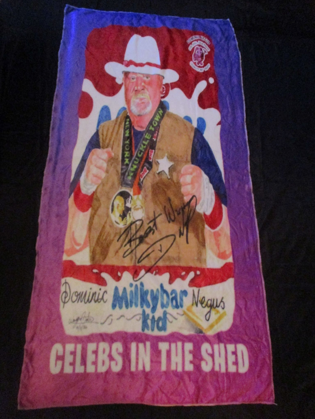 Dominic 'Milky Bar Kid' Negus Boxer &amp; Bare Knuckle Boxer Picture TWO COLOUR PURPLE &amp; PINK Blanket (White Logo)(75cm x 150cm)