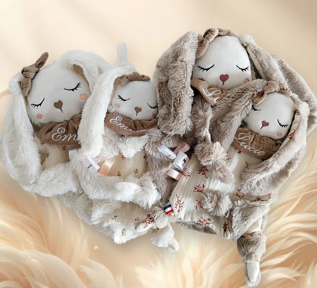 Lapin fourrure &amp; son mini doudou 