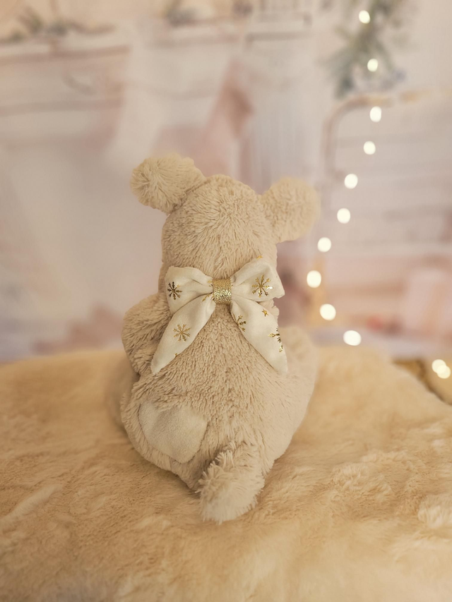 Barrette grand noeud blanc et étoiles dorées 🌟