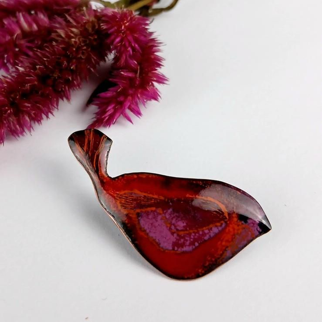 Broche "Oiseau" en émail sur cuivre 