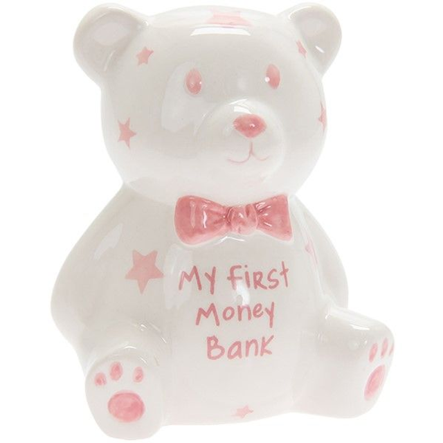 Baby Girl My First Money Bank – Pink Teddy Bear Ceramic New Baby Christening Gift