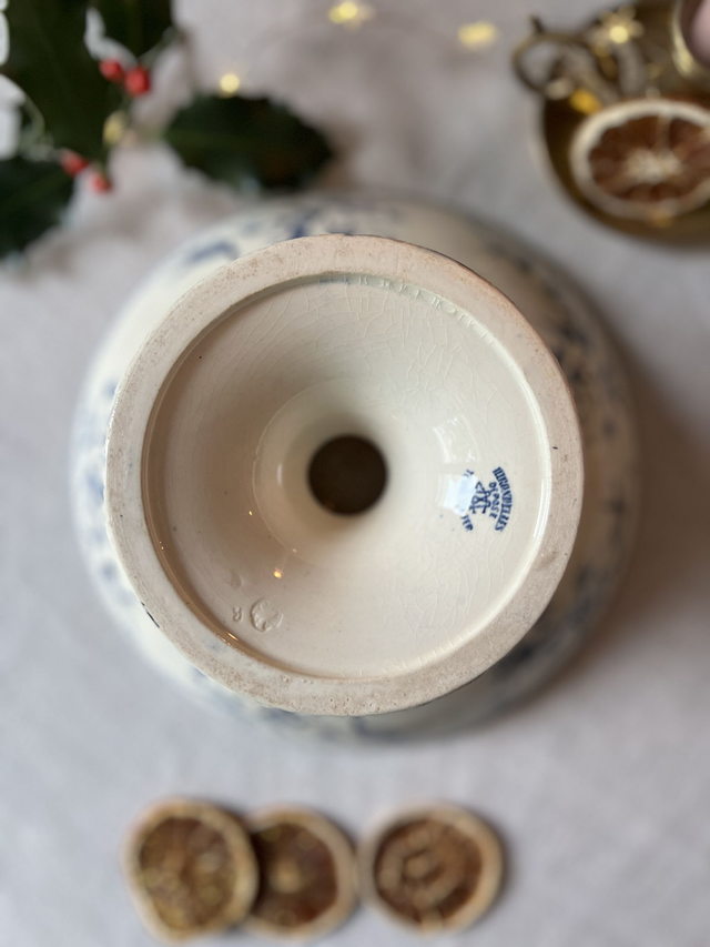 HIRONDELLES - Superbe grand compotier signé Creil & Montereau - Terre de Fer