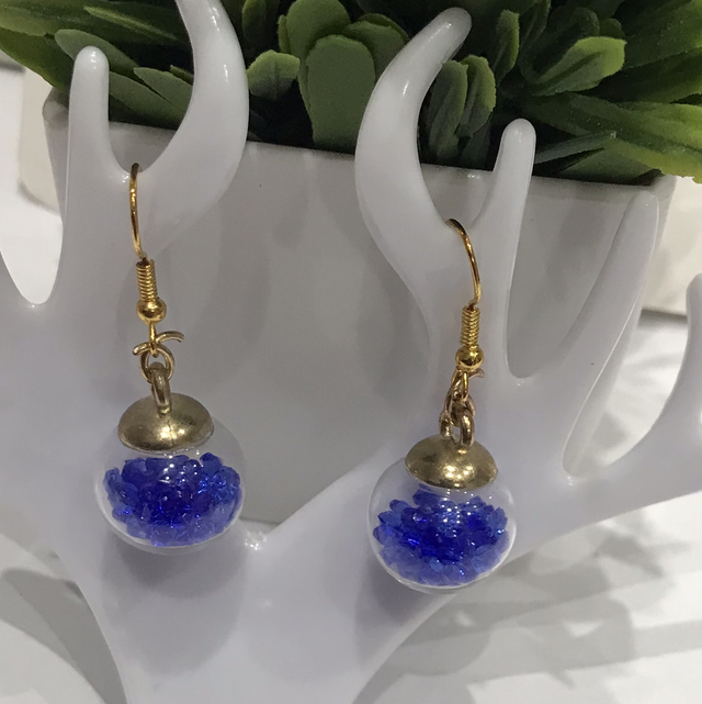 Blue Dangling Earrings - BDE672- V3
