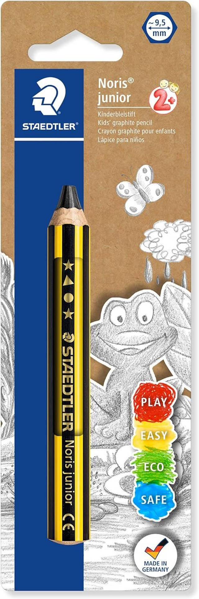 Staedtler Noris Junior, Crayon à papier gros module, Spécialement conçu pour les enfants, Étui carton avec 1 crayon à papier 2B