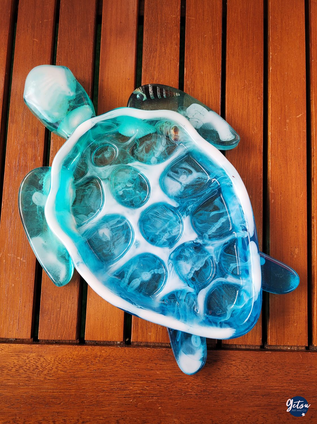 Vide-poche tortue bleue et blanche