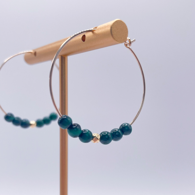 Boucles d’oreilles or gold filled malachites