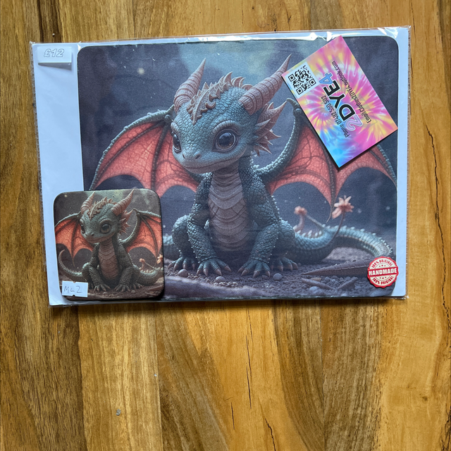Baby dragon mouse mat and coaster 