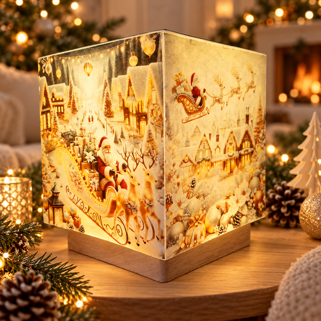 Lampe d'ambiance en cire 12x12cm- "Noël"